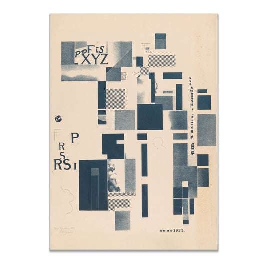 Abstract Wall Art Composition with Typographic Elements by Kurt Schwitters front view