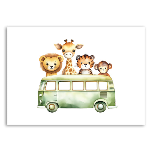 Cute Safari Animal Adventure Wall Print