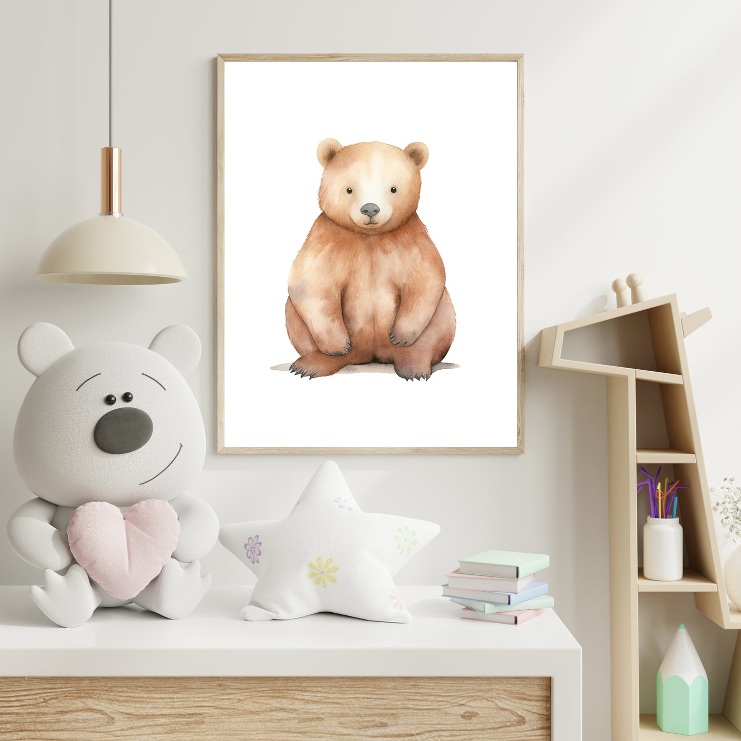 Cute Bear Wall Print – Cozy and Playful Nursery Art