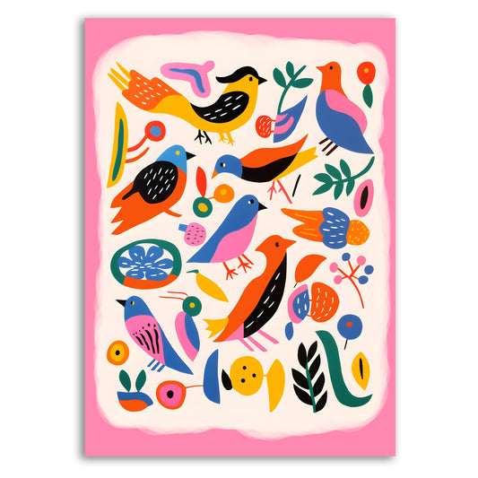 Colorful Birds Wall Print – Bold and Playful Art