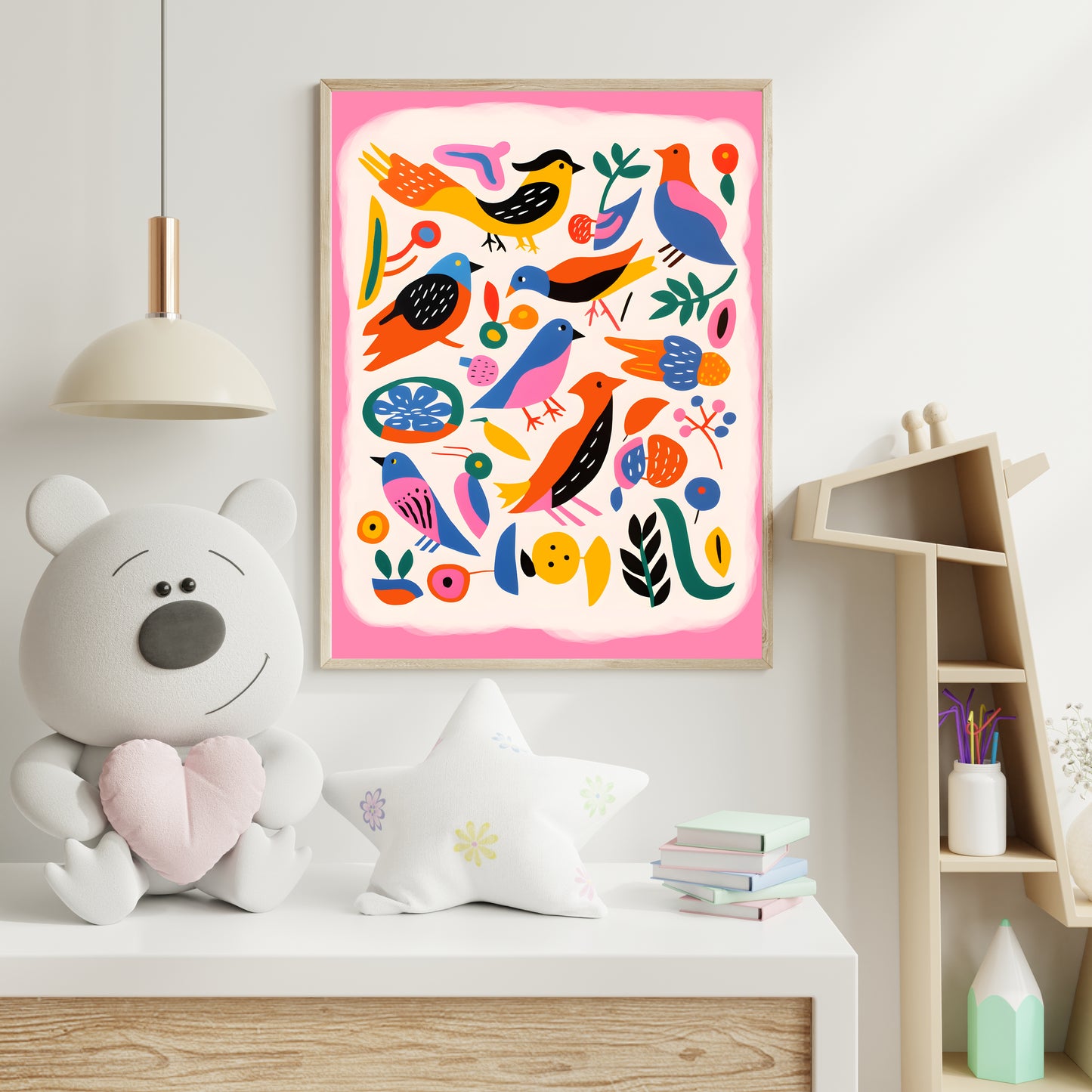 Colorful Birds Wall Print – Bold and Playful Art
