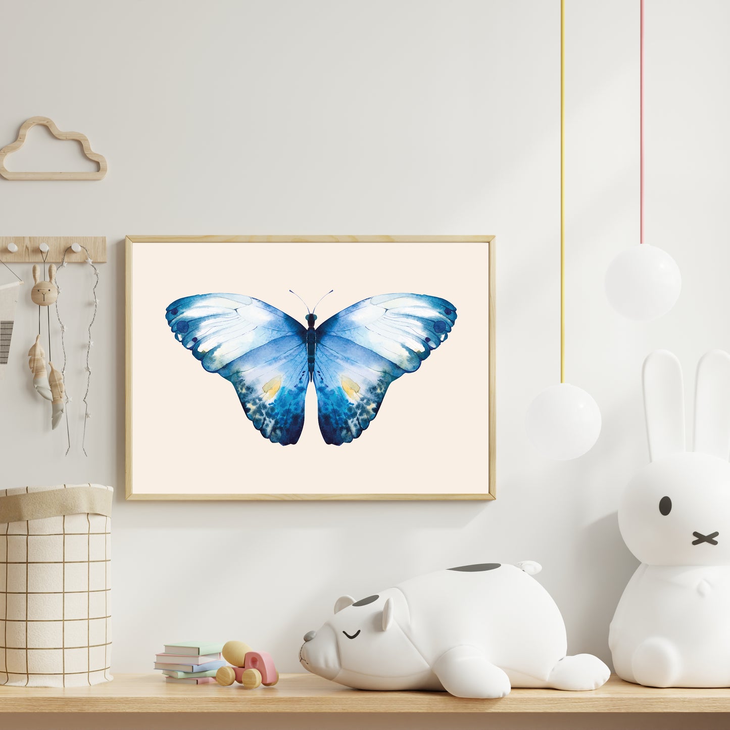 Blue Butterfly Wall Print – Nature-Inspired Art