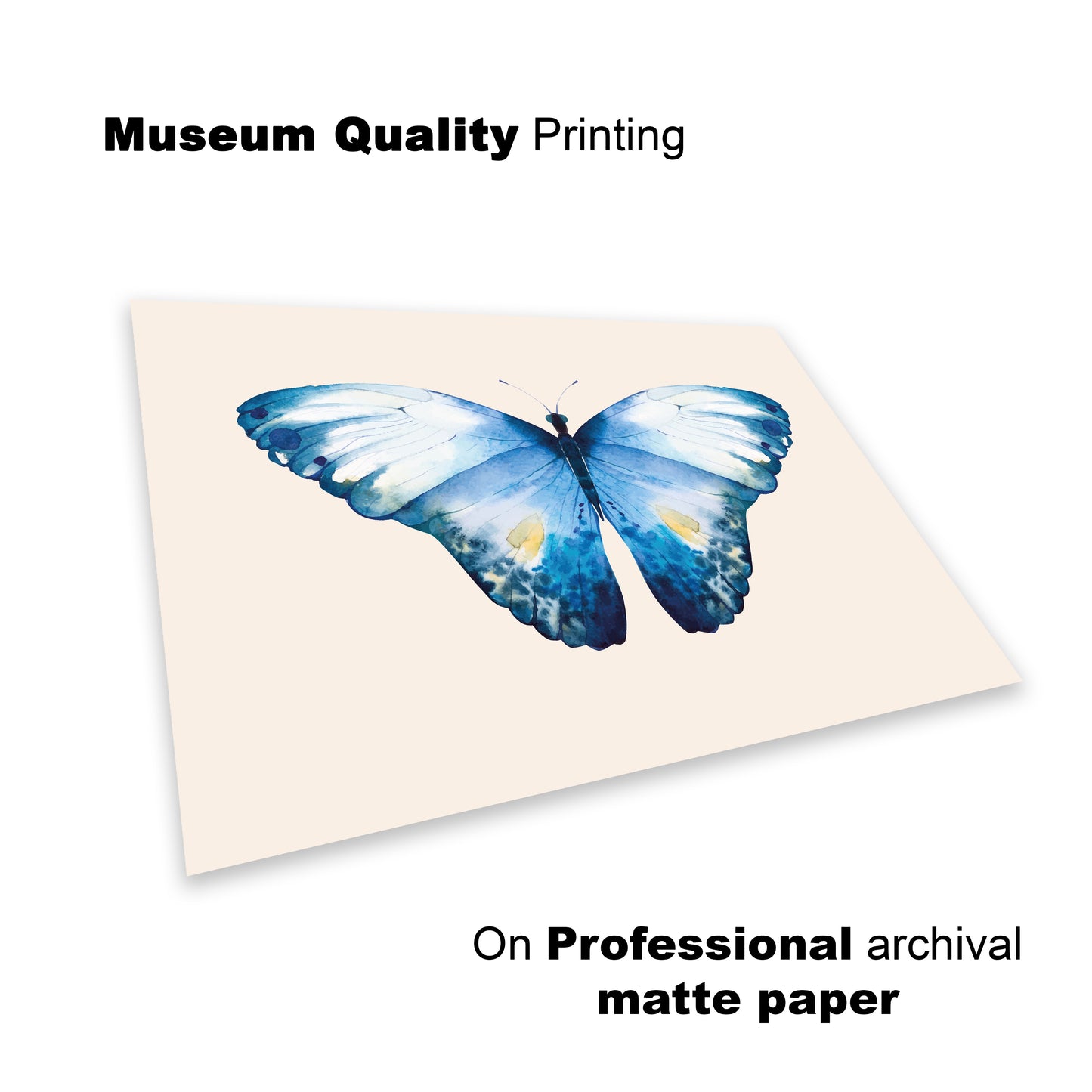 Blue Butterfly Wall Print – Nature-Inspired Art