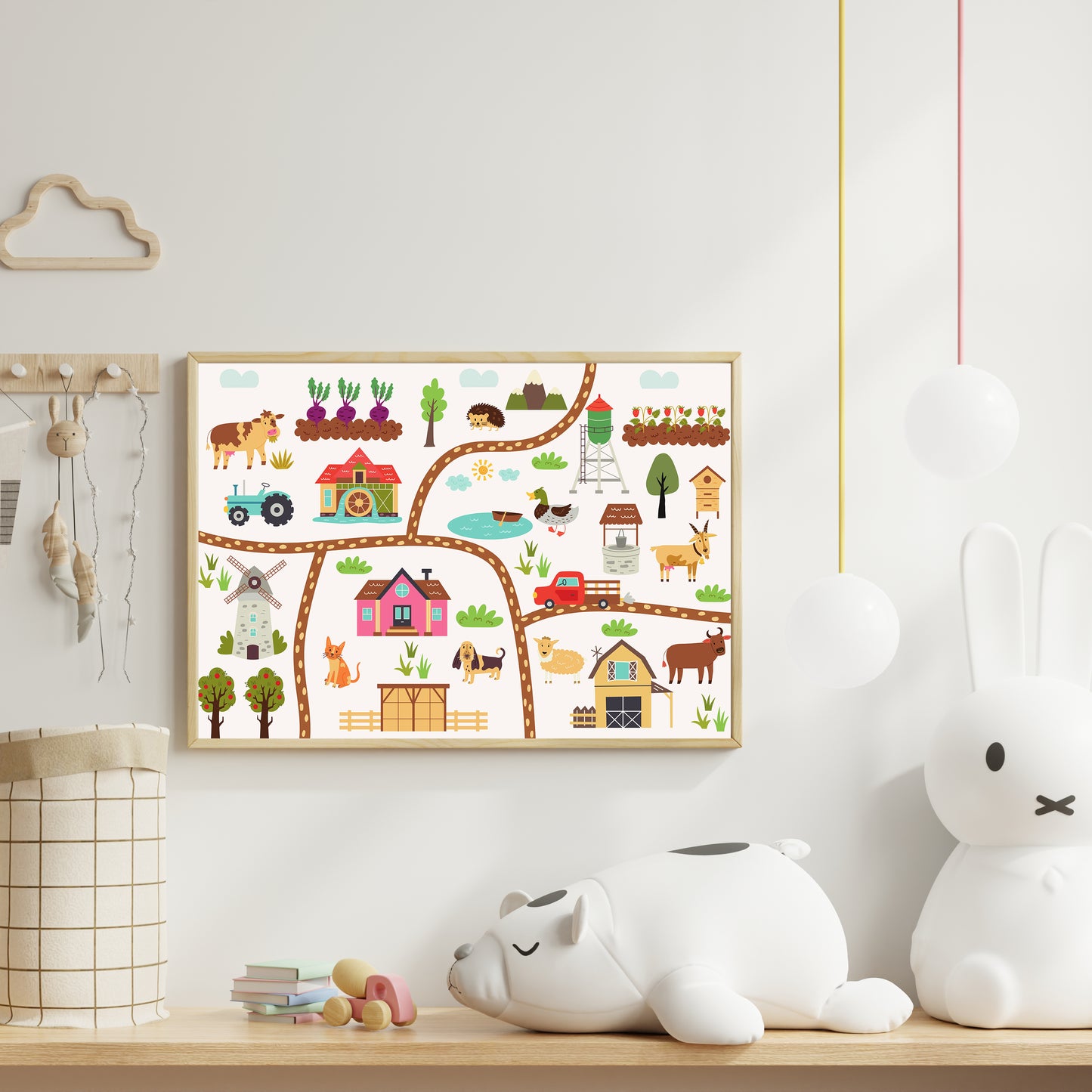 Farm Adventure Road Map Wall Print – Fun & Playful Kids' Decor