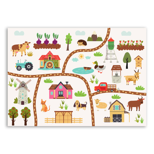 Farm Adventure Road Map Wall Print – Fun & Playful Kids' Decor