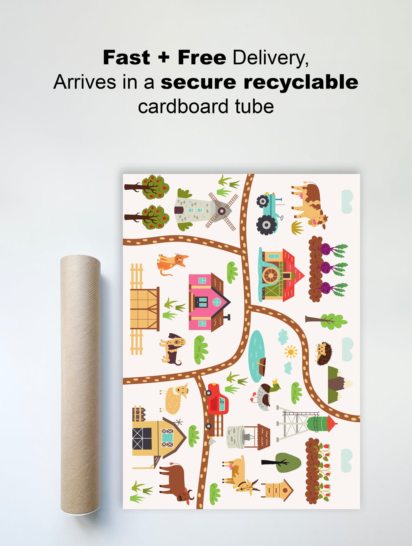 Farm Adventure Road Map Wall Print – Fun & Playful Kids' Decor