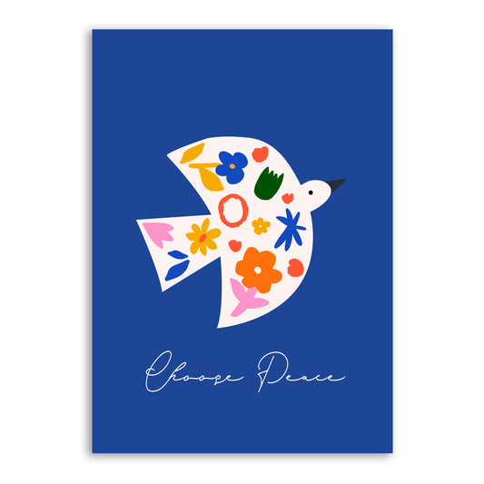 Choose Peace Dove Wall Print – Colorful and Uplifting Art