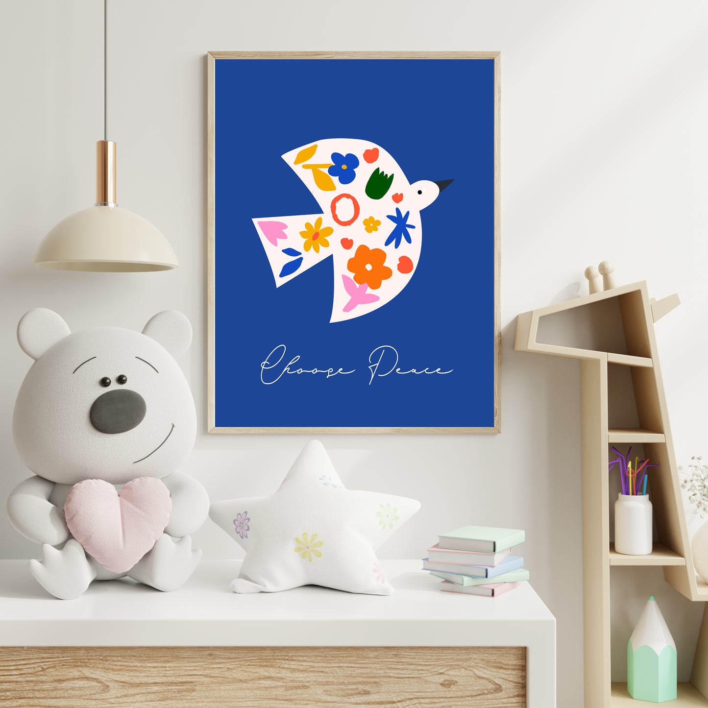 Choose Peace Dove Wall Print – Colorful and Uplifting Art