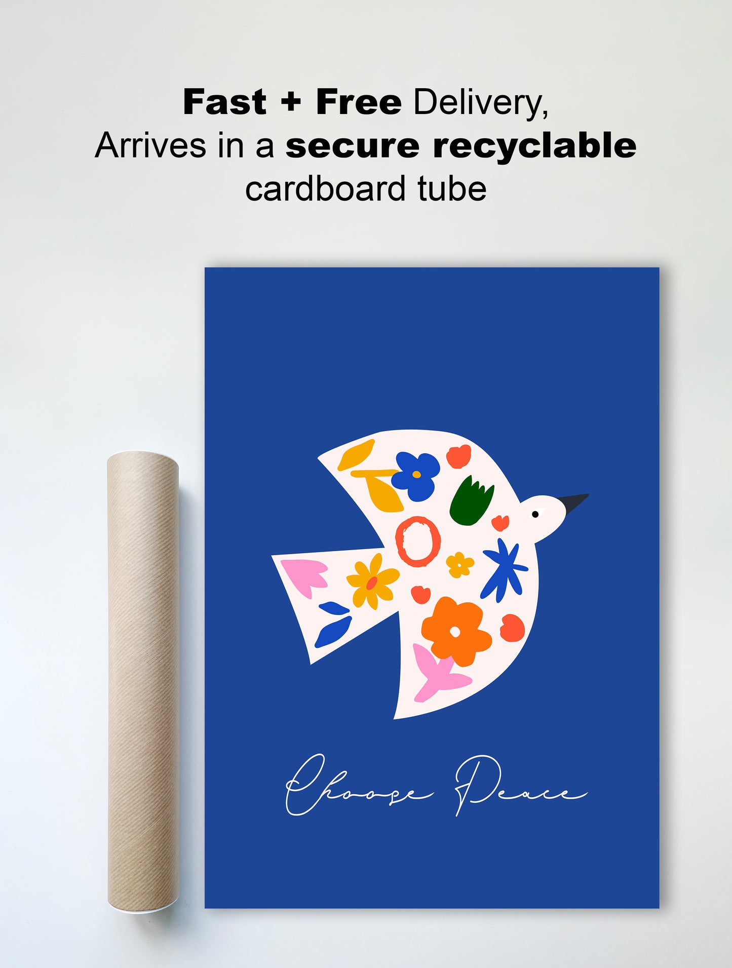 Choose Peace Dove Wall Print – Colorful and Uplifting Art