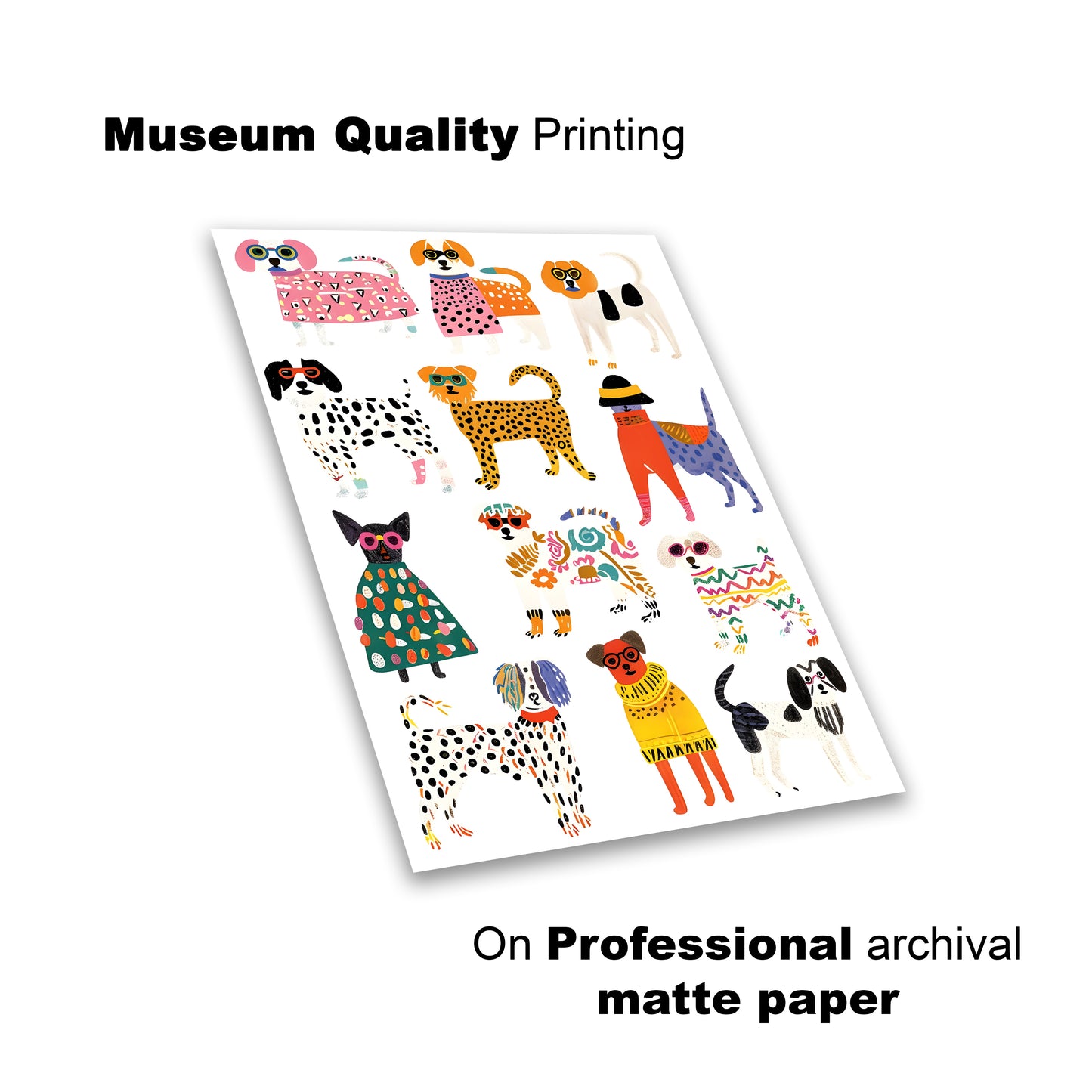 Playful Dressed-Up Dogs Wall Print – Fun Kids’ Room Decor