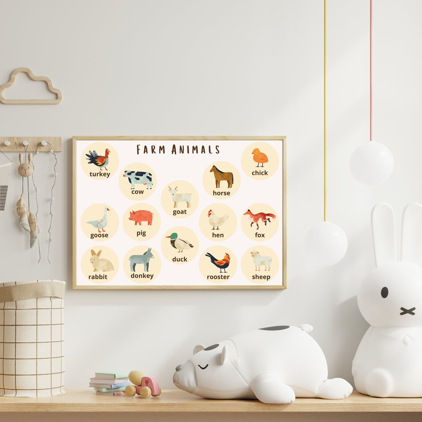 Farm Animals Learning Wall Print – Fun & Educational Kids’ Decor