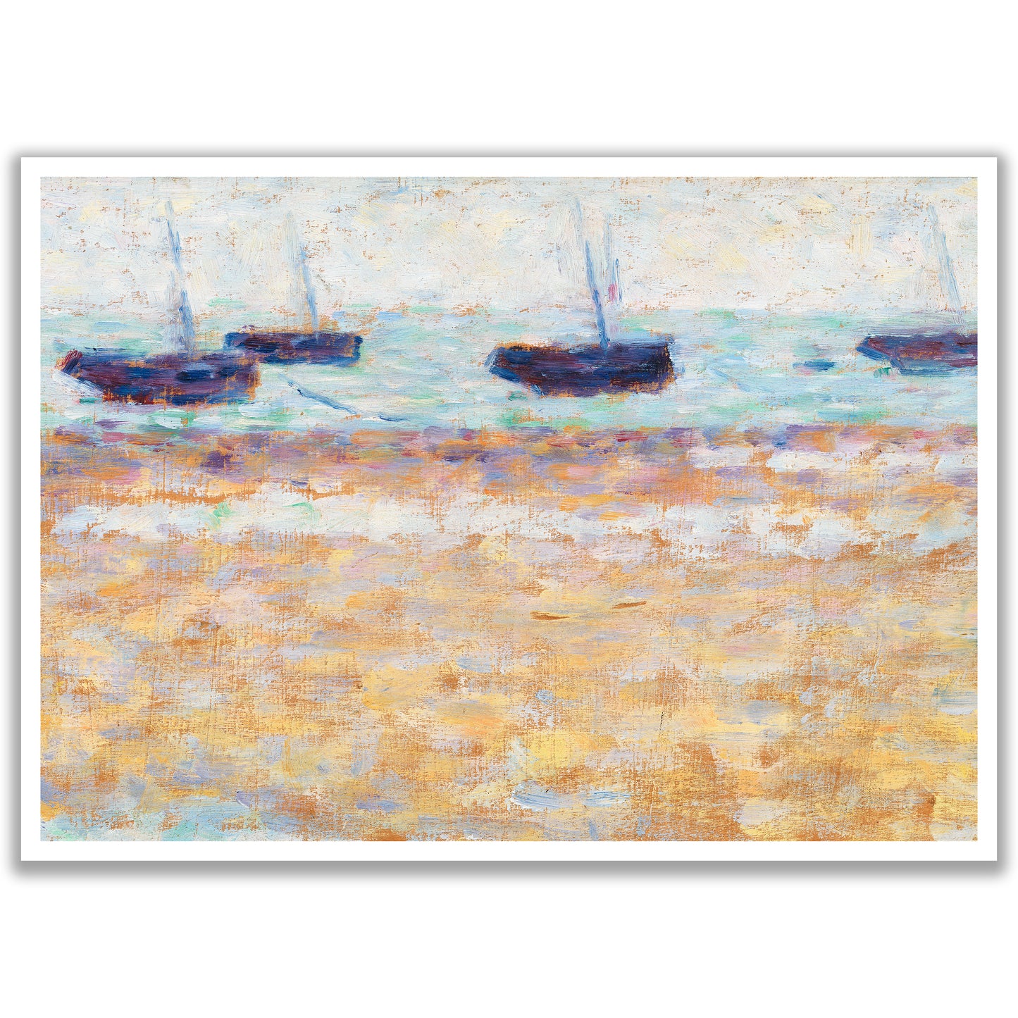 Four Boats at Grandcamp (ca. 1885) by Georges Seurat