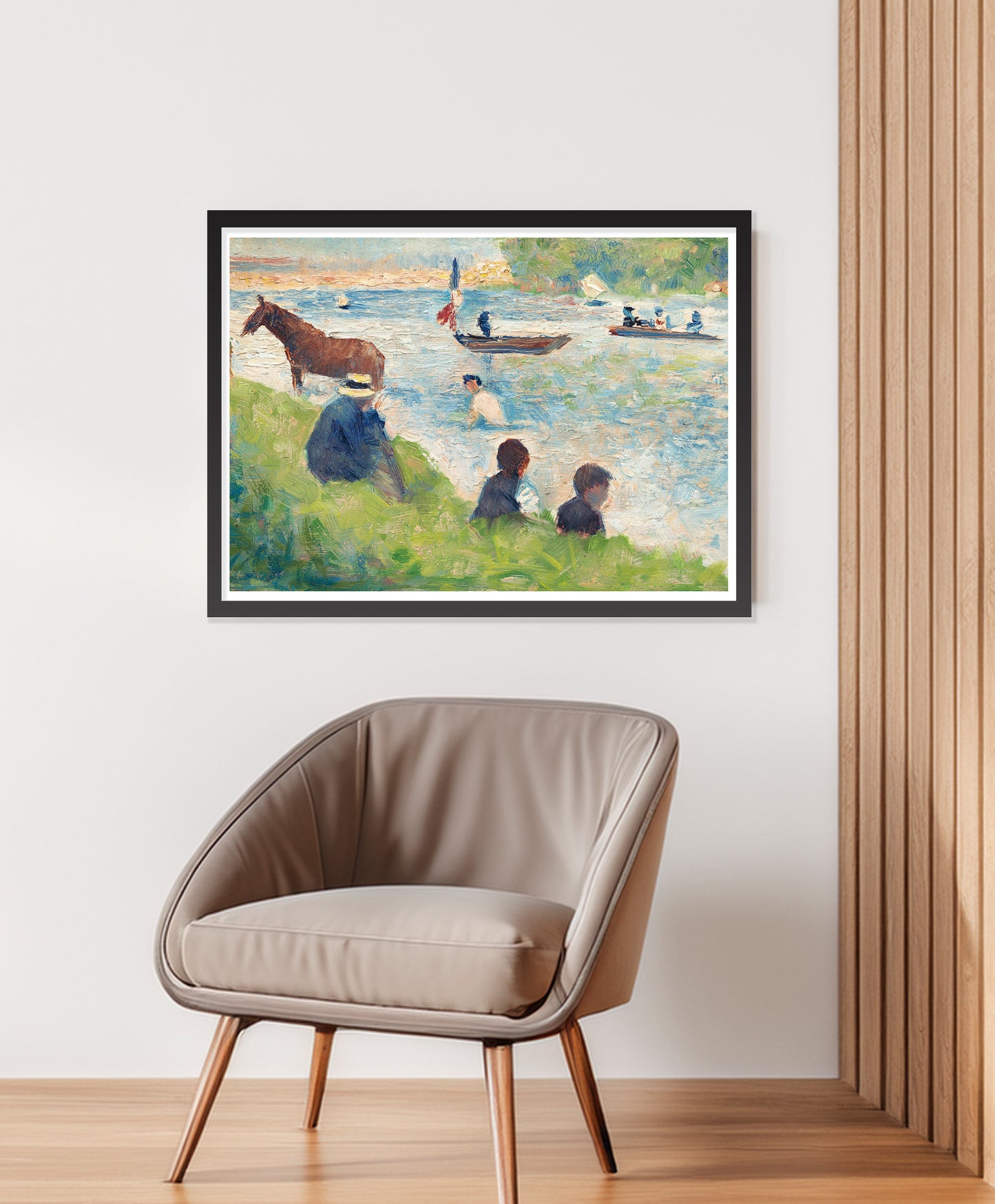 Horse and Boats (Study for "Bathers at Asnières") (ca. 1883–1884) by Georges Seurat