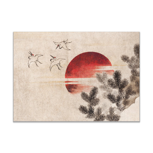 Katsushika Hokusai's Birds and Sunset, from Album of Sketches (1814) Vintage Japanese Print