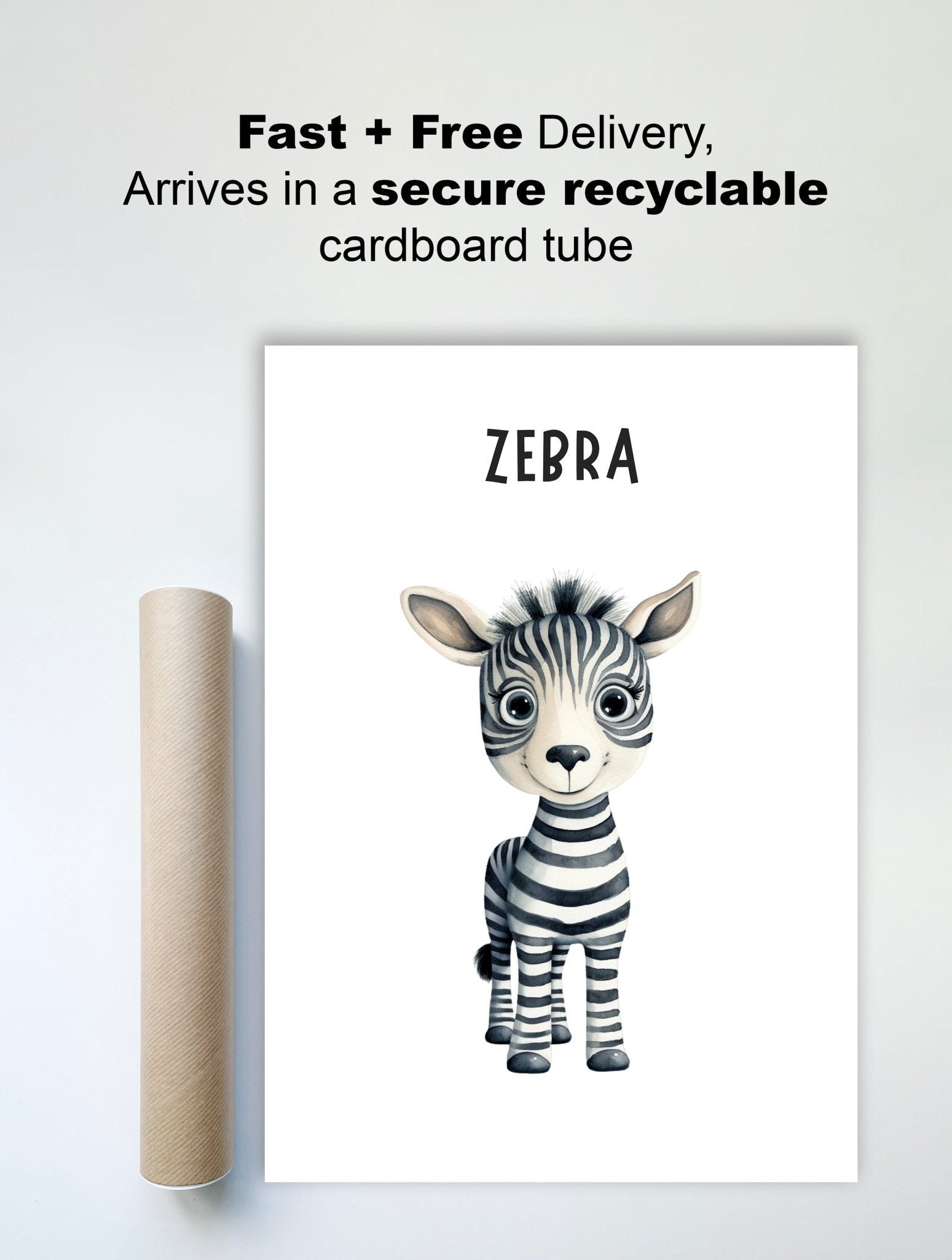 Kids print adorable zebra safari nursery room delivery view