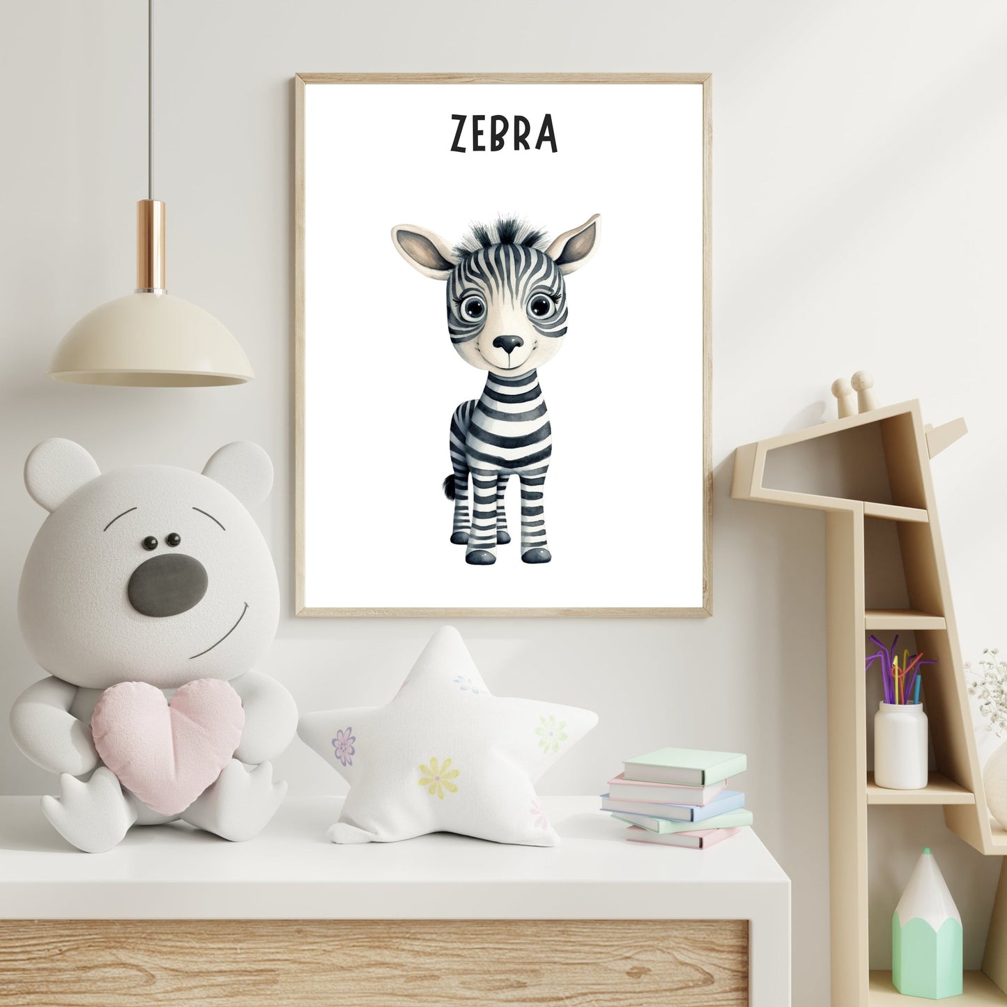 Kids print adorable zebra safari nursery room room view