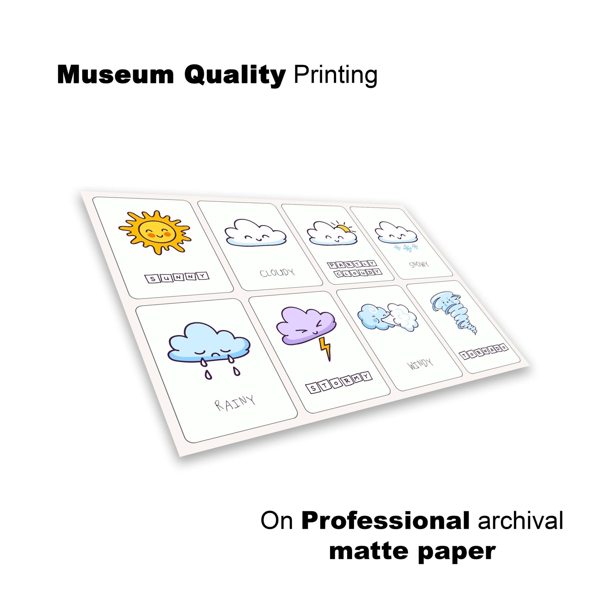 Kids Print Exploring Weather Through Pictures – Cute & Educational Lay Flat View