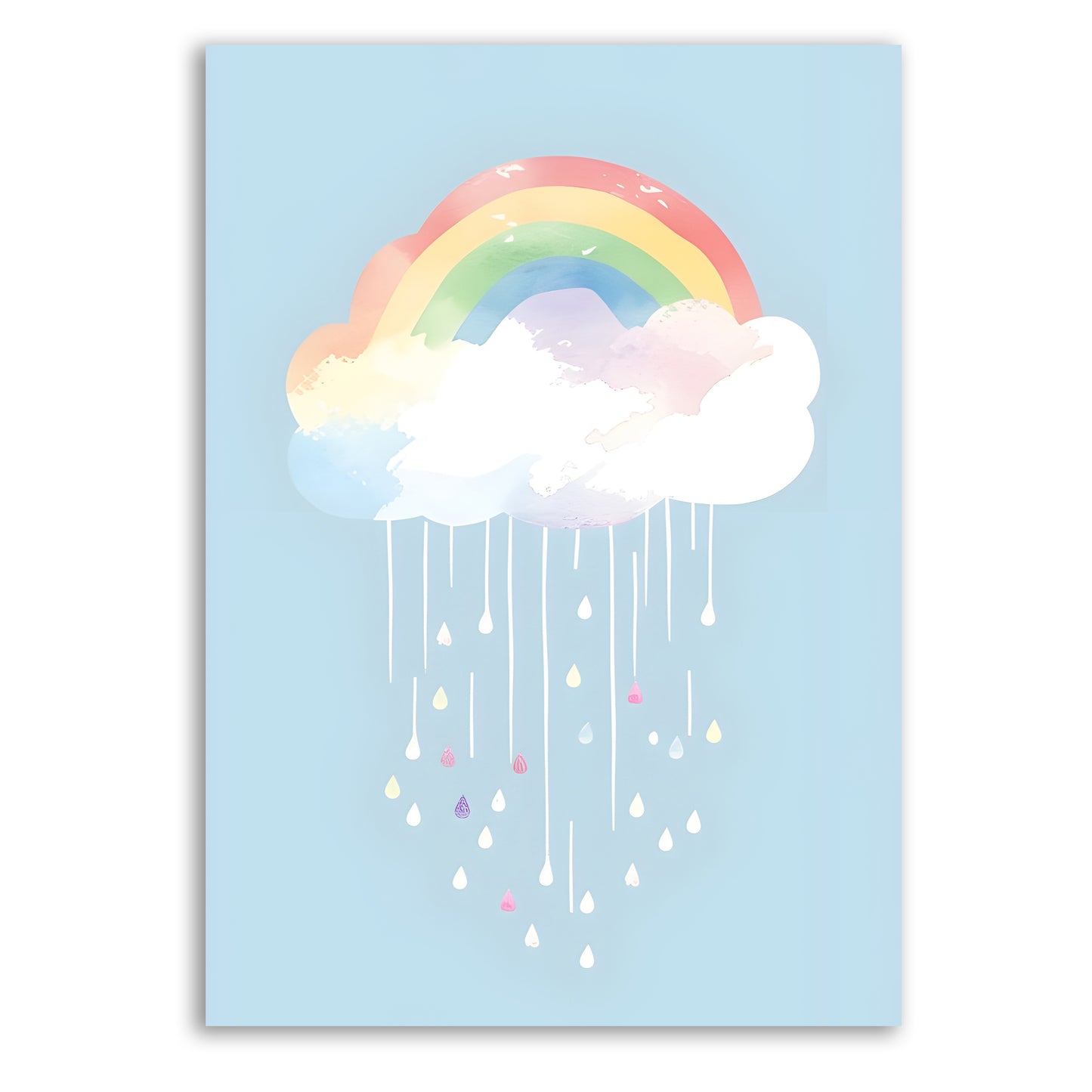 Dreamy Pastel Rainbow Cloud – Soft Watercolor Nursery Art