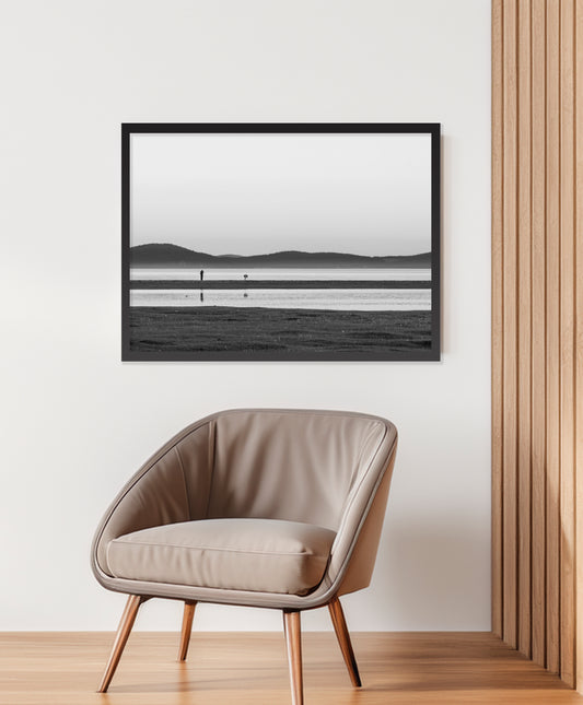 Stillness by the Lake – Black and White Landscape Wall Art Print