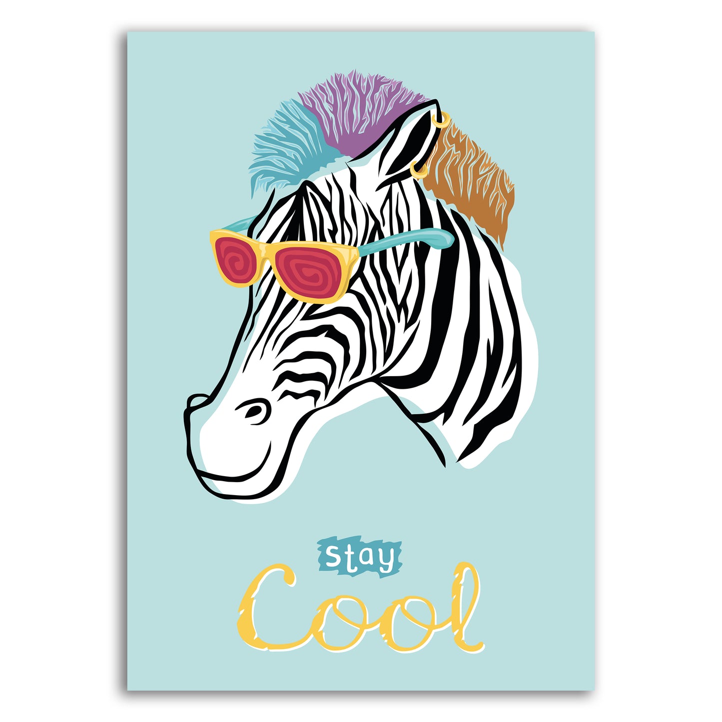 Stay Cool" Zebra Wall Print – Fun & Funky Safari Art for Kids’ Rooms