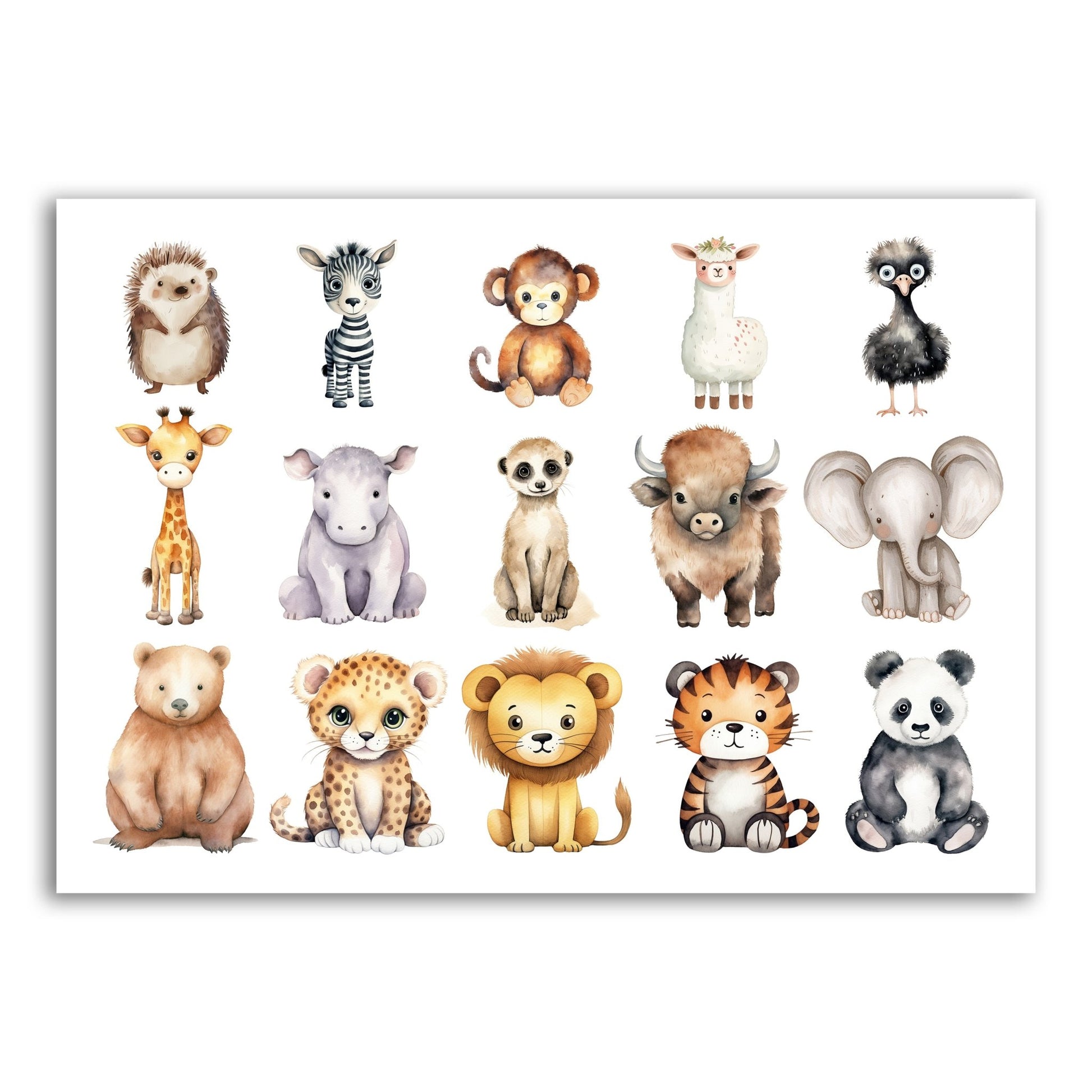 Adorable Animal Wall Print – Cute Safari & Woodland Friends - The Print Vault