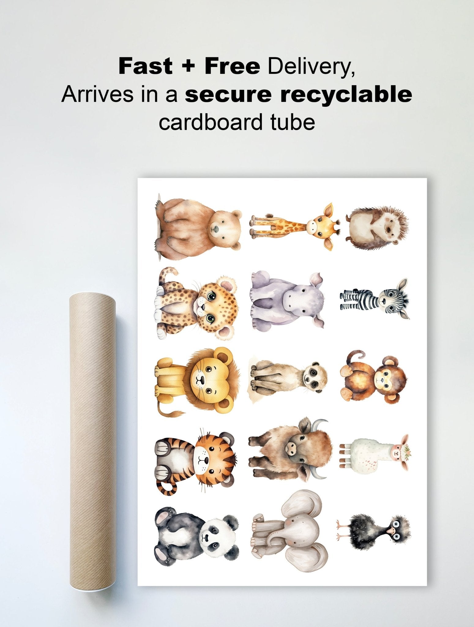 Adorable Animal Wall Print – Cute Safari & Woodland Friends - The Print Vault