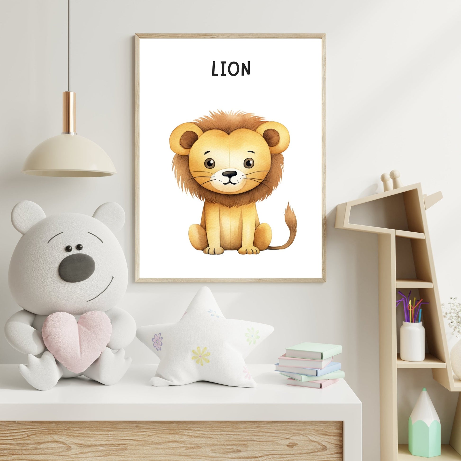 Adorable Lion Wall Art – Safari Animal Print for Kids’ Rooms - The Print Vault