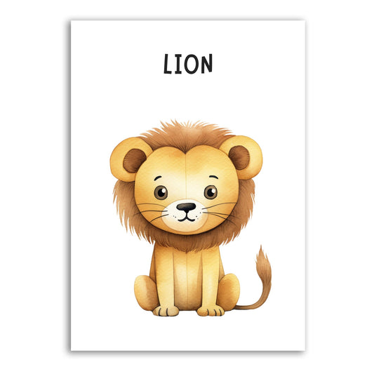 Adorable Lion Wall Art – Safari Animal Print for Kids’ Rooms - The Print Vault