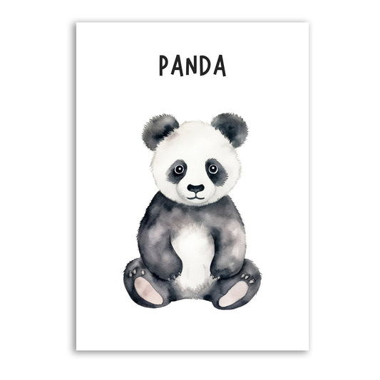 Adorable Panda Wall Art – Watercolor Animal Print for Kids' Room - The Print Vault