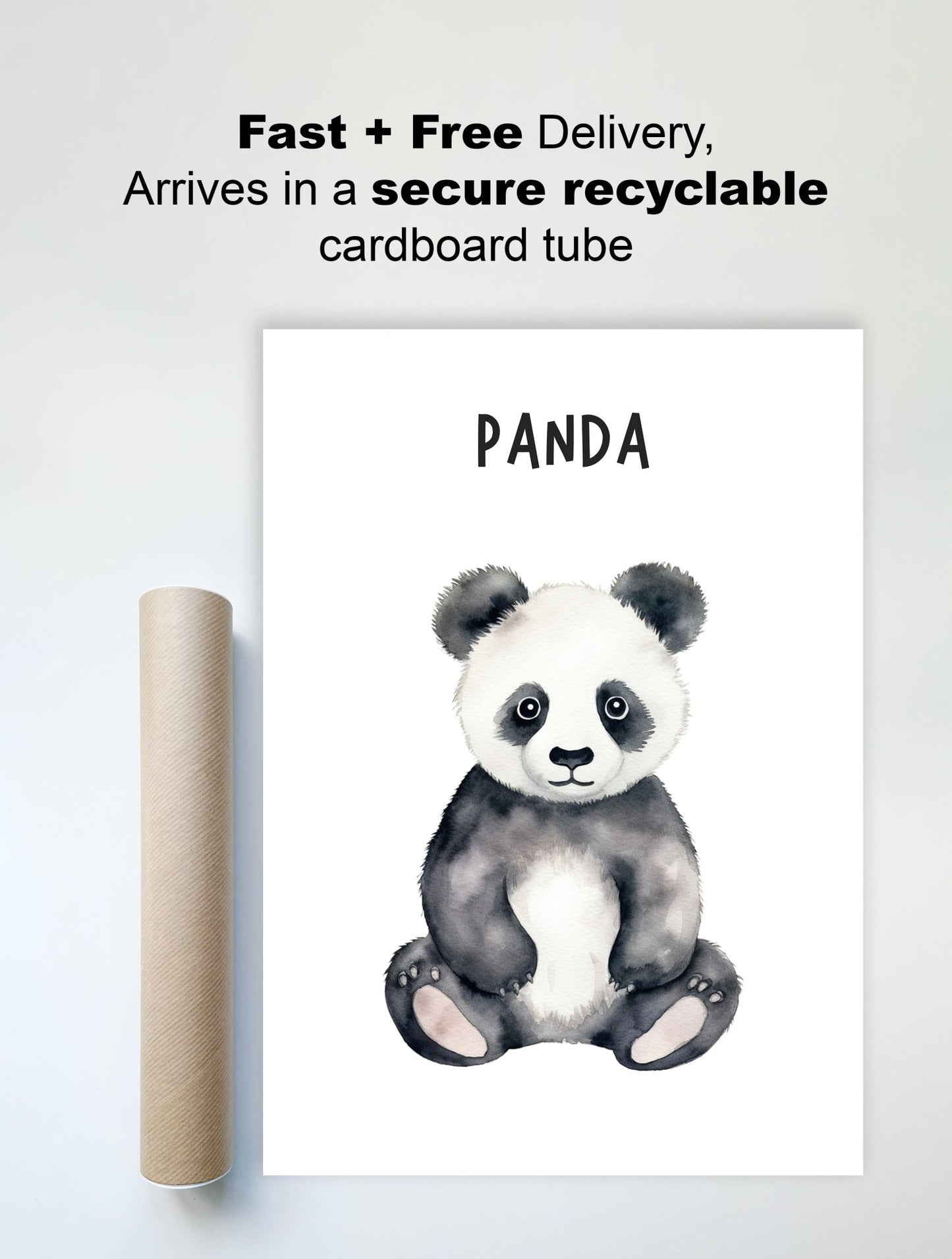 Adorable Panda Wall Art – Watercolor Animal Print for Kids' Room - The Print Vault