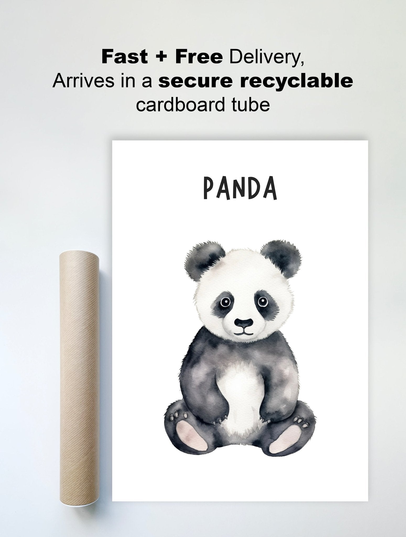 Adorable Panda Wall Art – Watercolor Animal Print for Kids' Room - The Print Vault