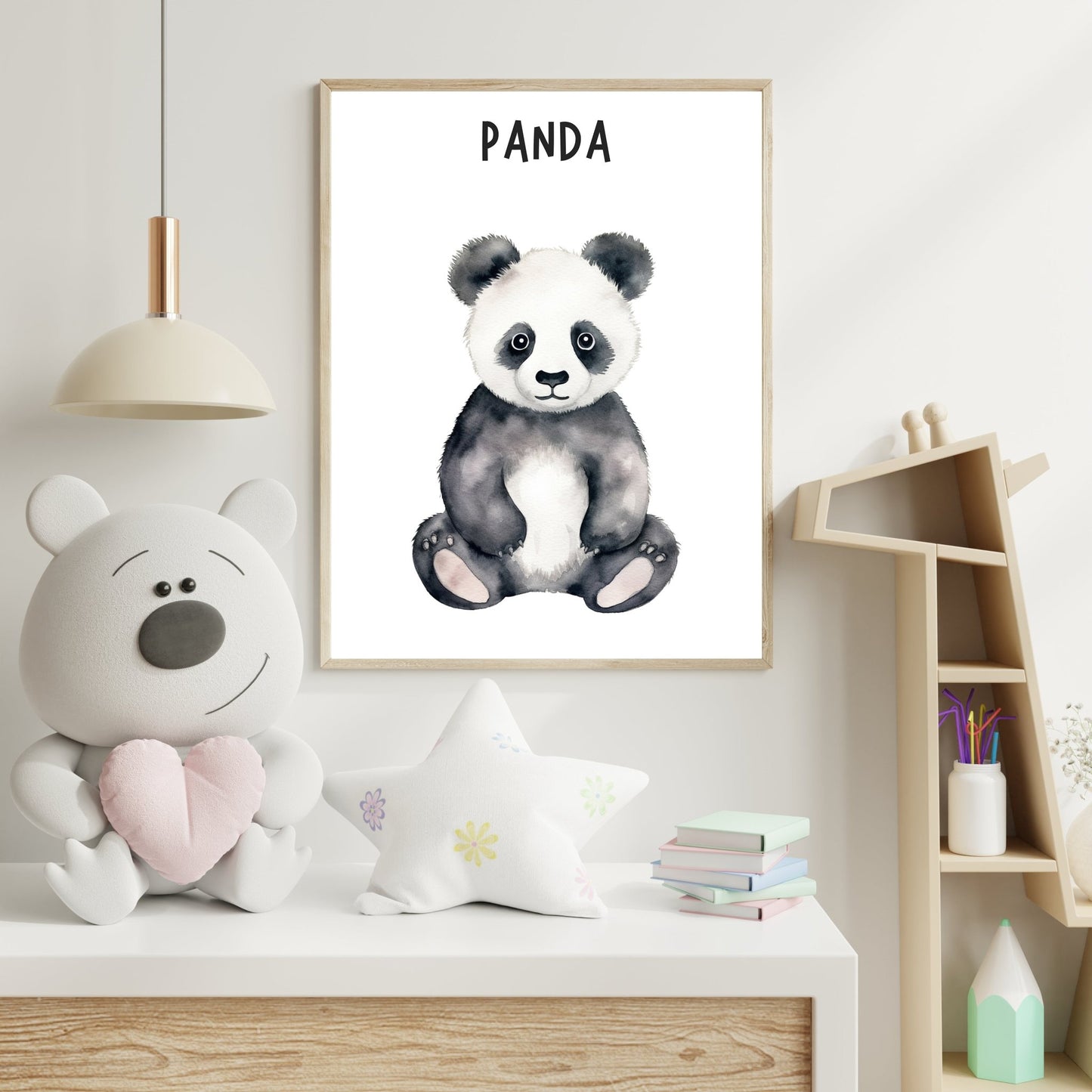 Adorable Panda Wall Art – Watercolor Animal Print for Kids' Room - The Print Vault
