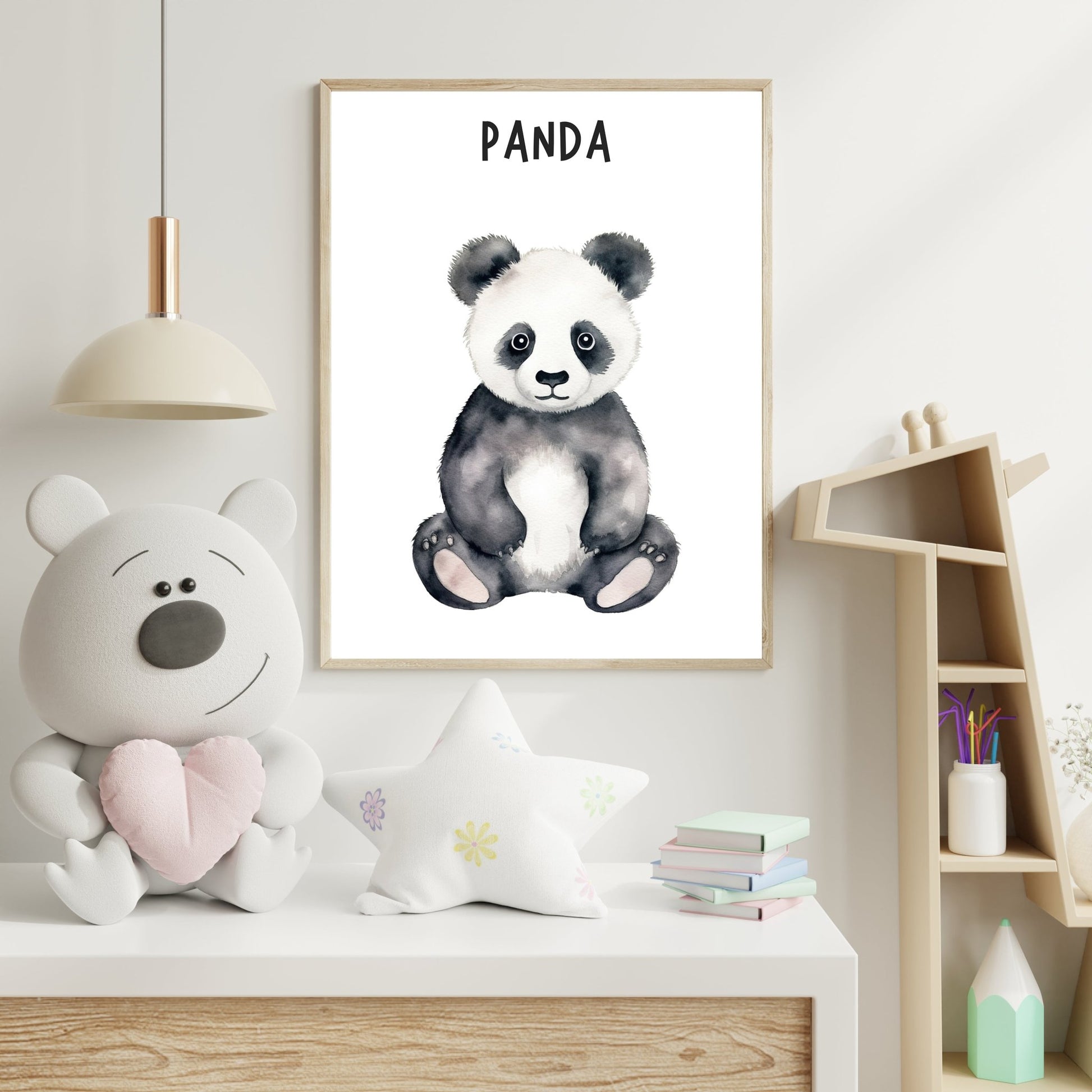 Adorable Panda Wall Art – Watercolor Animal Print for Kids' Room - The Print Vault