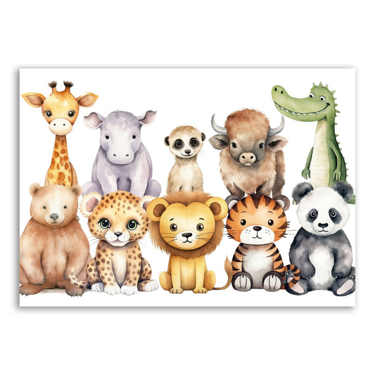 Adorable Safari & Jungle Animal Wall Print - The Print Vault