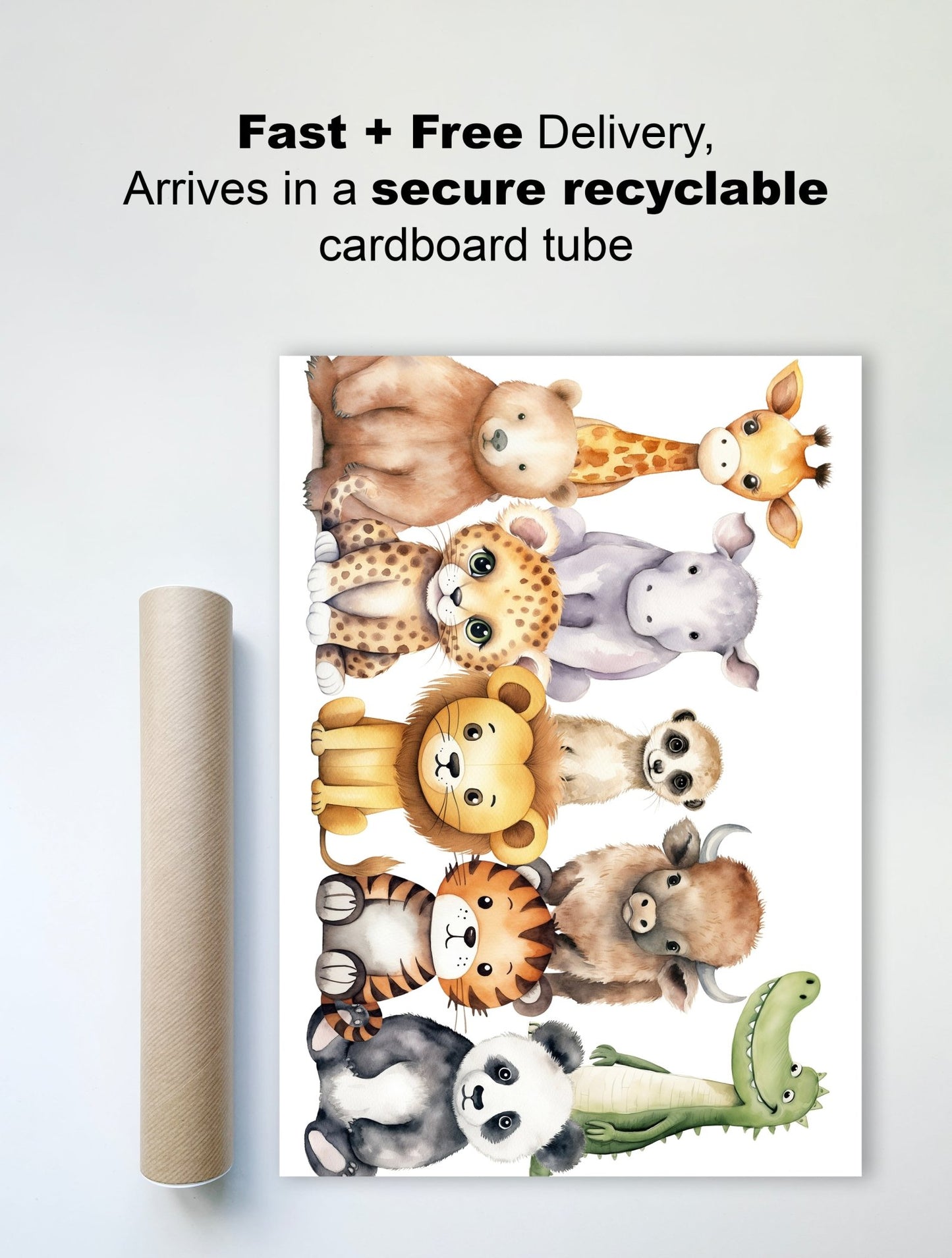 Adorable Safari & Jungle Animal Wall Print - The Print Vault