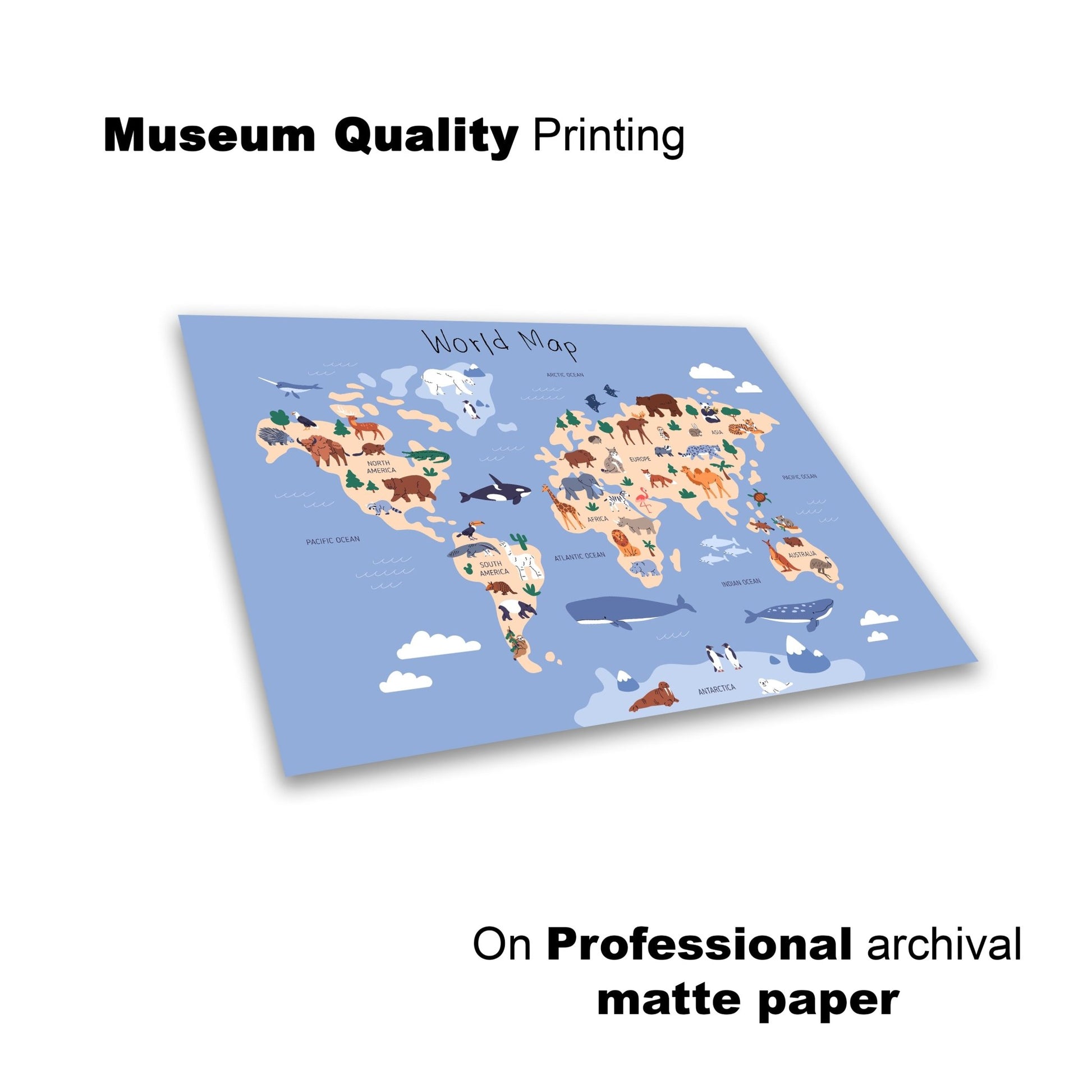Animal World Map Wall Print - The Print Vault
