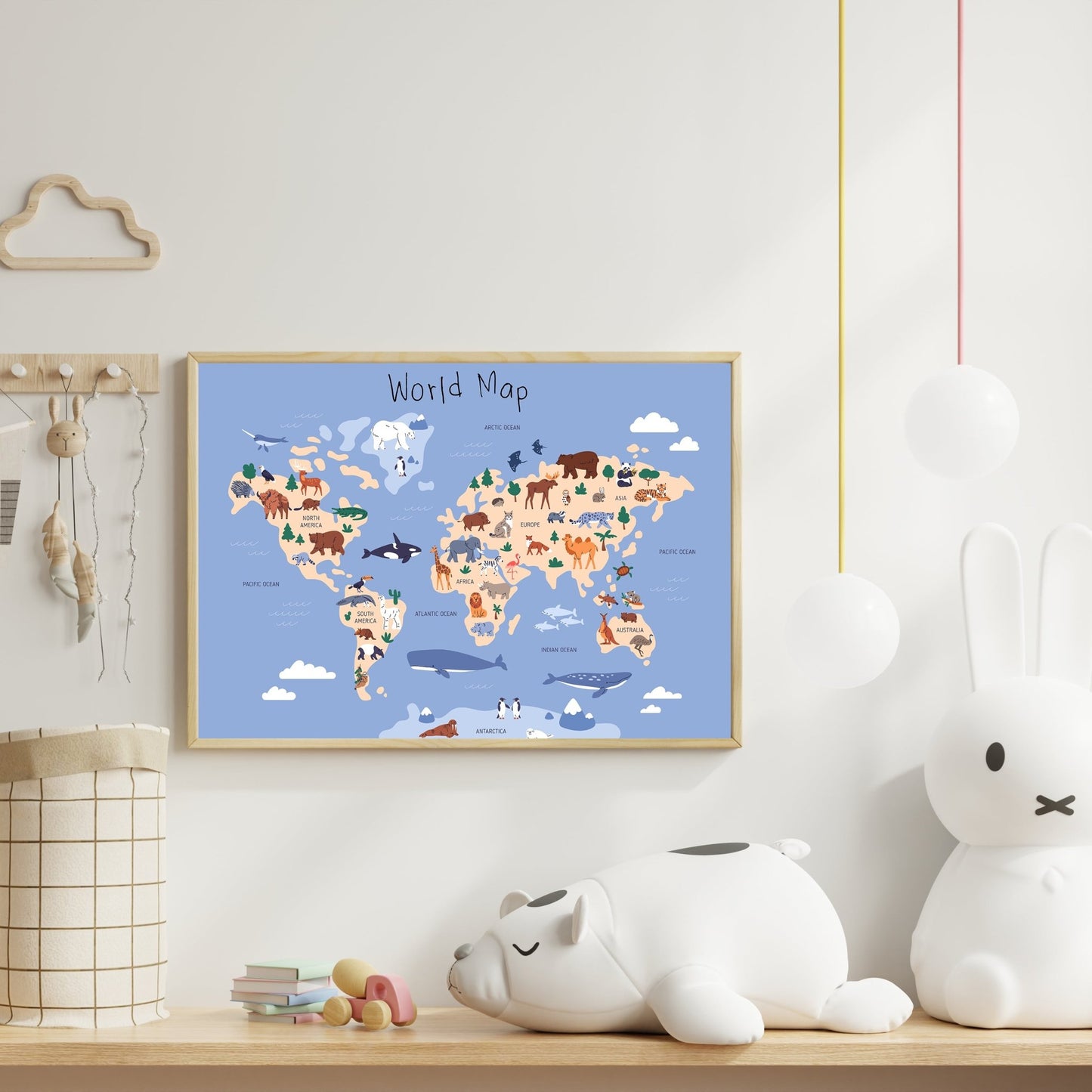 Animal World Map Wall Print - The Print Vault