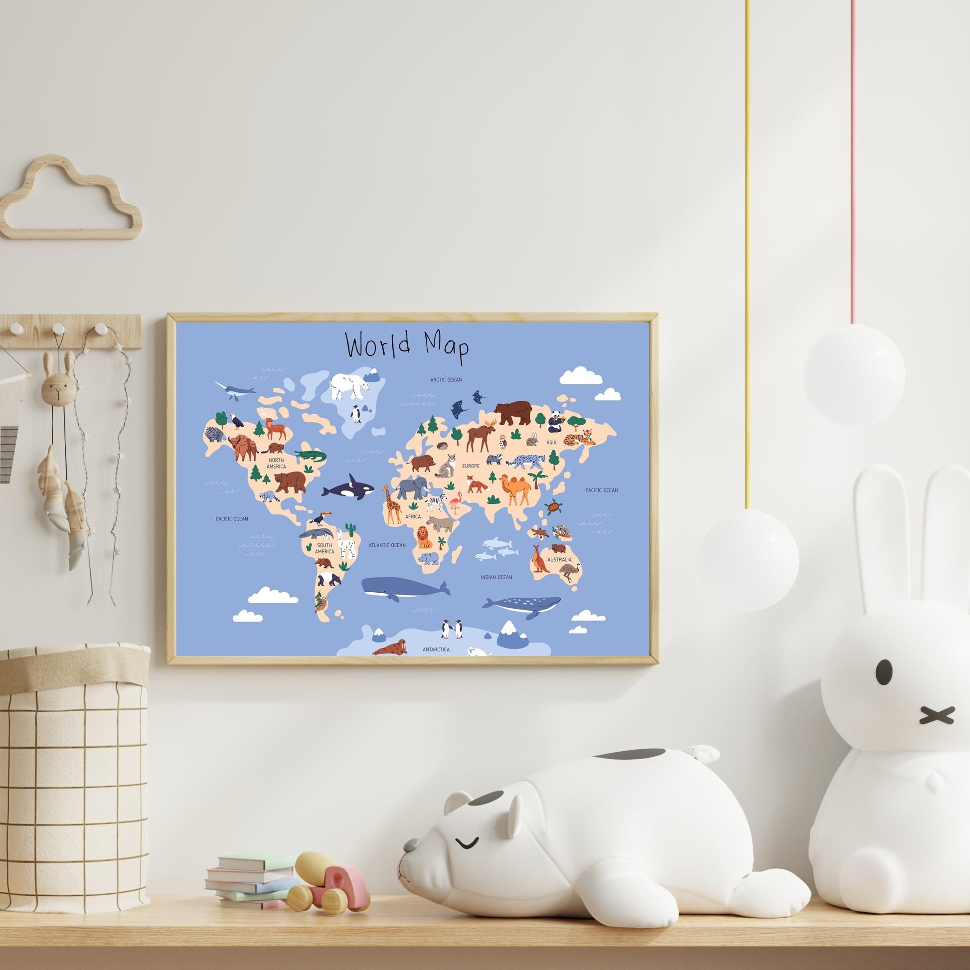Animal World Map Wall Print - The Print Vault