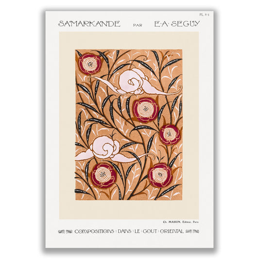 Art Nouveau Flower Pattern Stencil Printby E.A Seguy - The Print Vault