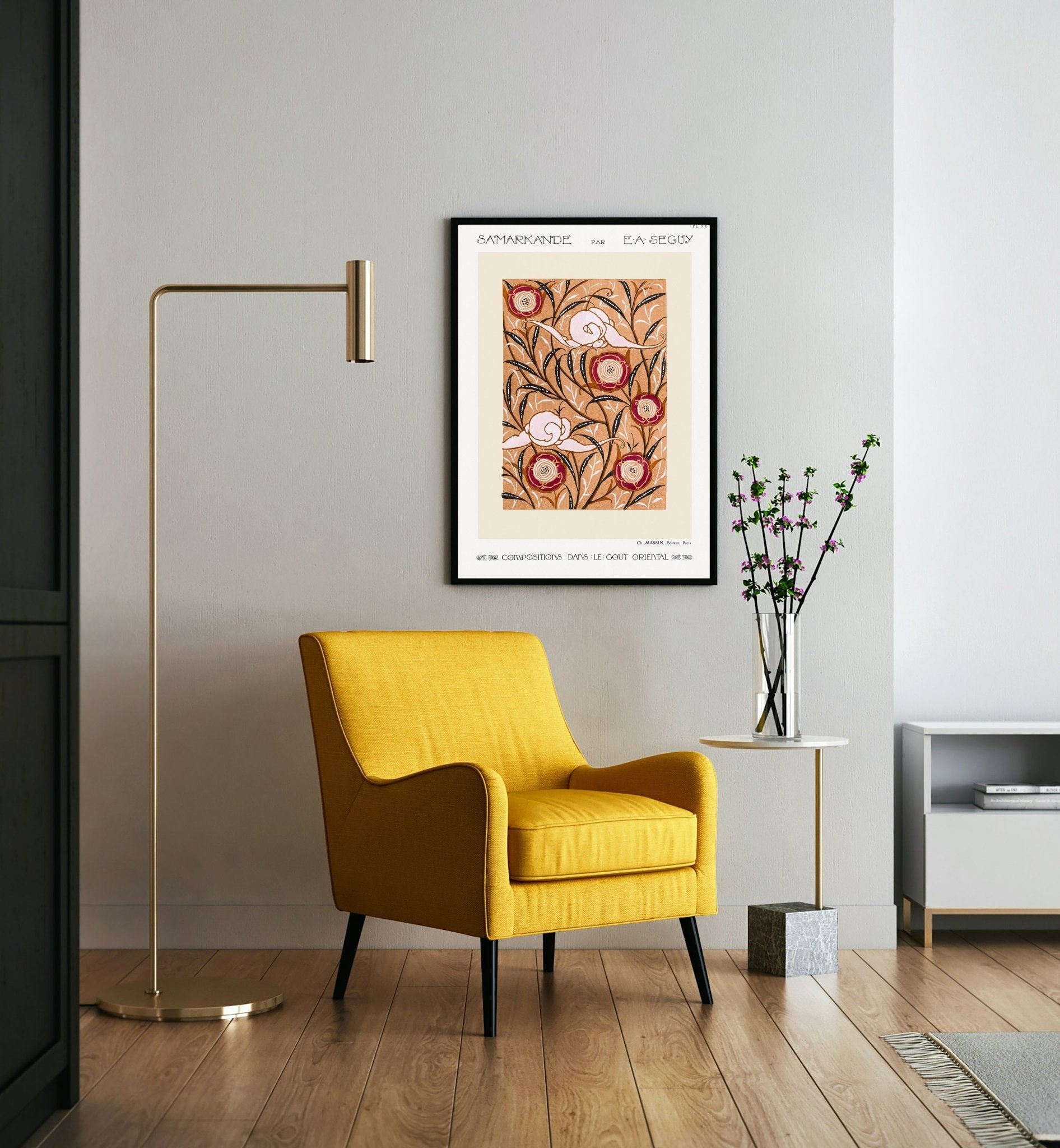 Art Nouveau Flower Pattern Stencil Printby E.A Seguy - The Print Vault