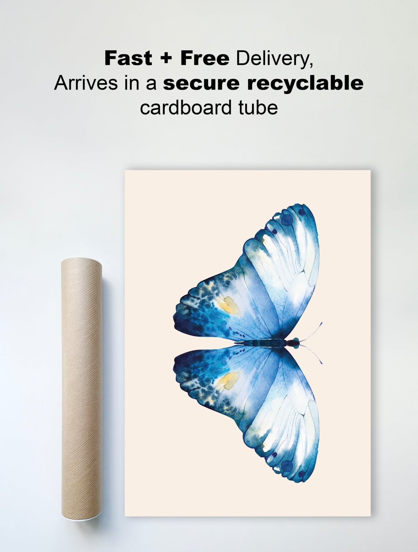 Blue Butterfly Wall Print – Nature - Inspired Art - The Print Vault