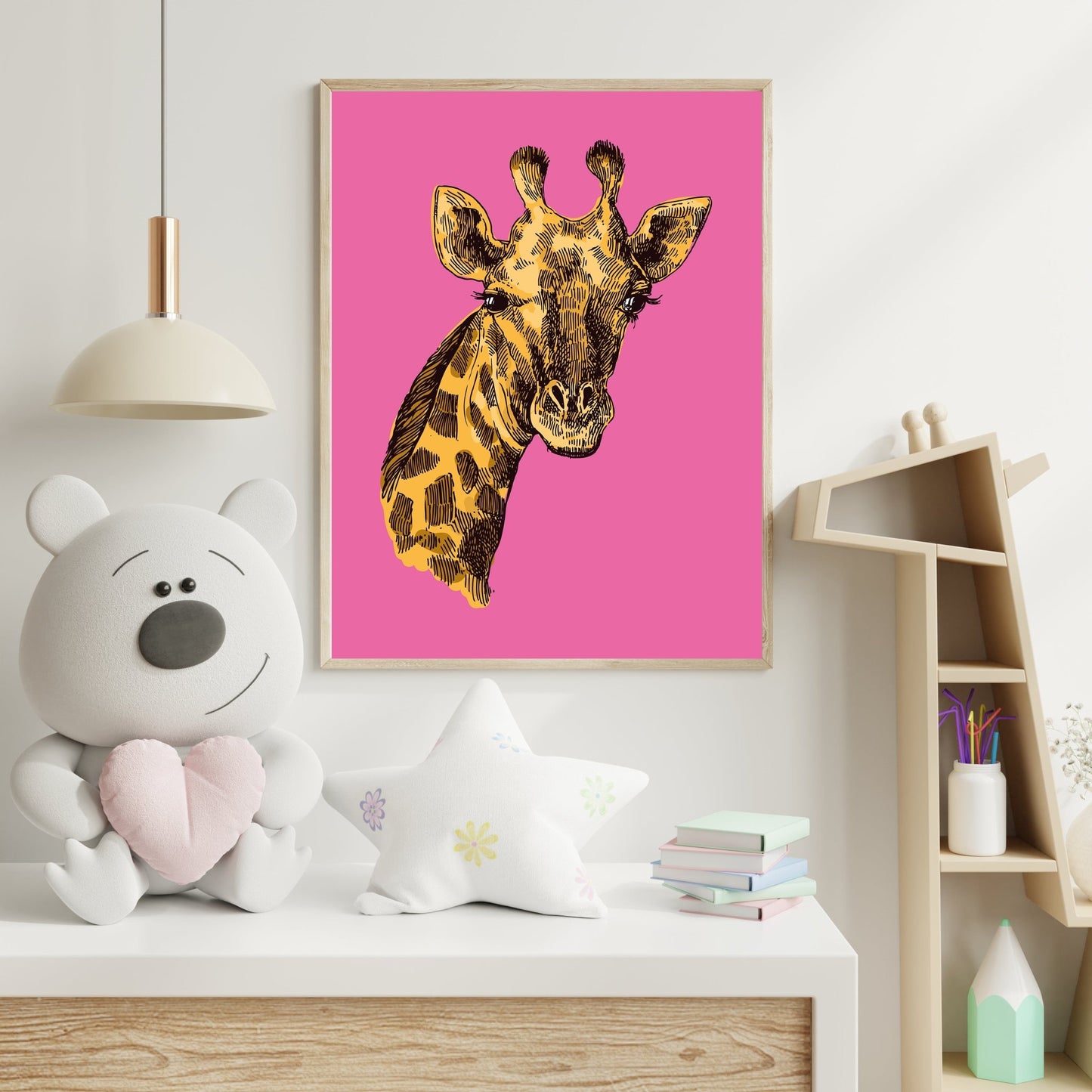 Bold Giraffe Wall Print – Fun & Playful Kids’ Room Art - The Print Vault