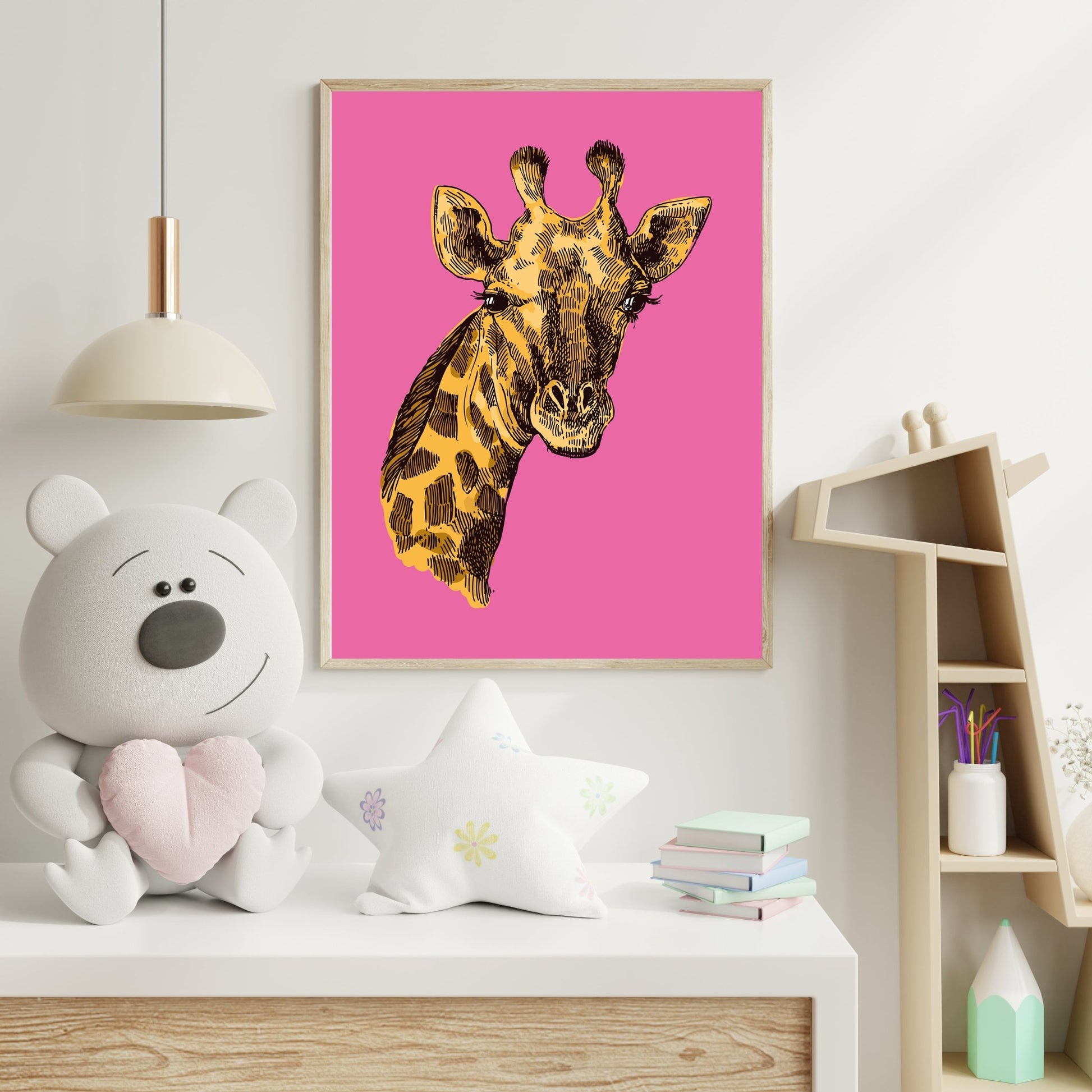 Bold Giraffe Wall Print – Fun & Playful Kids’ Room Art - The Print Vault