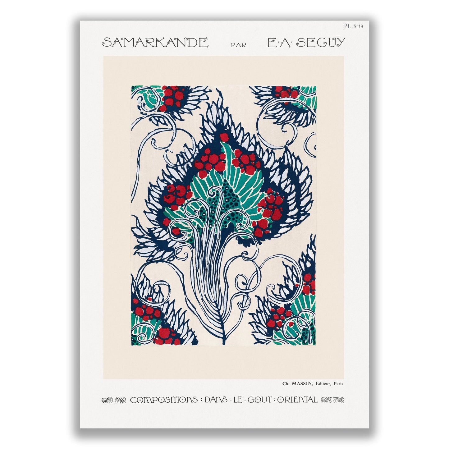 Botanical Pochoir Pattern in Art Nouveau Style by E.A Seguy - The Print Vault