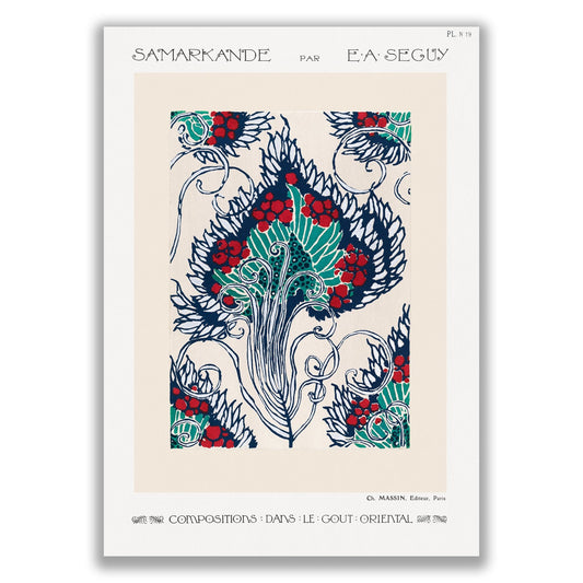 Botanical Pochoir Pattern in Art Nouveau Style by E.A Seguy - The Print Vault