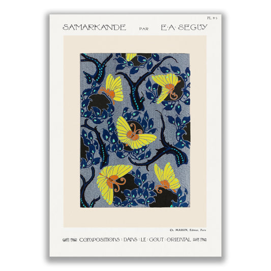 Butterfly Pochoir Pattern in Art Nouveau Style by E.A Seguy - The Print Vault