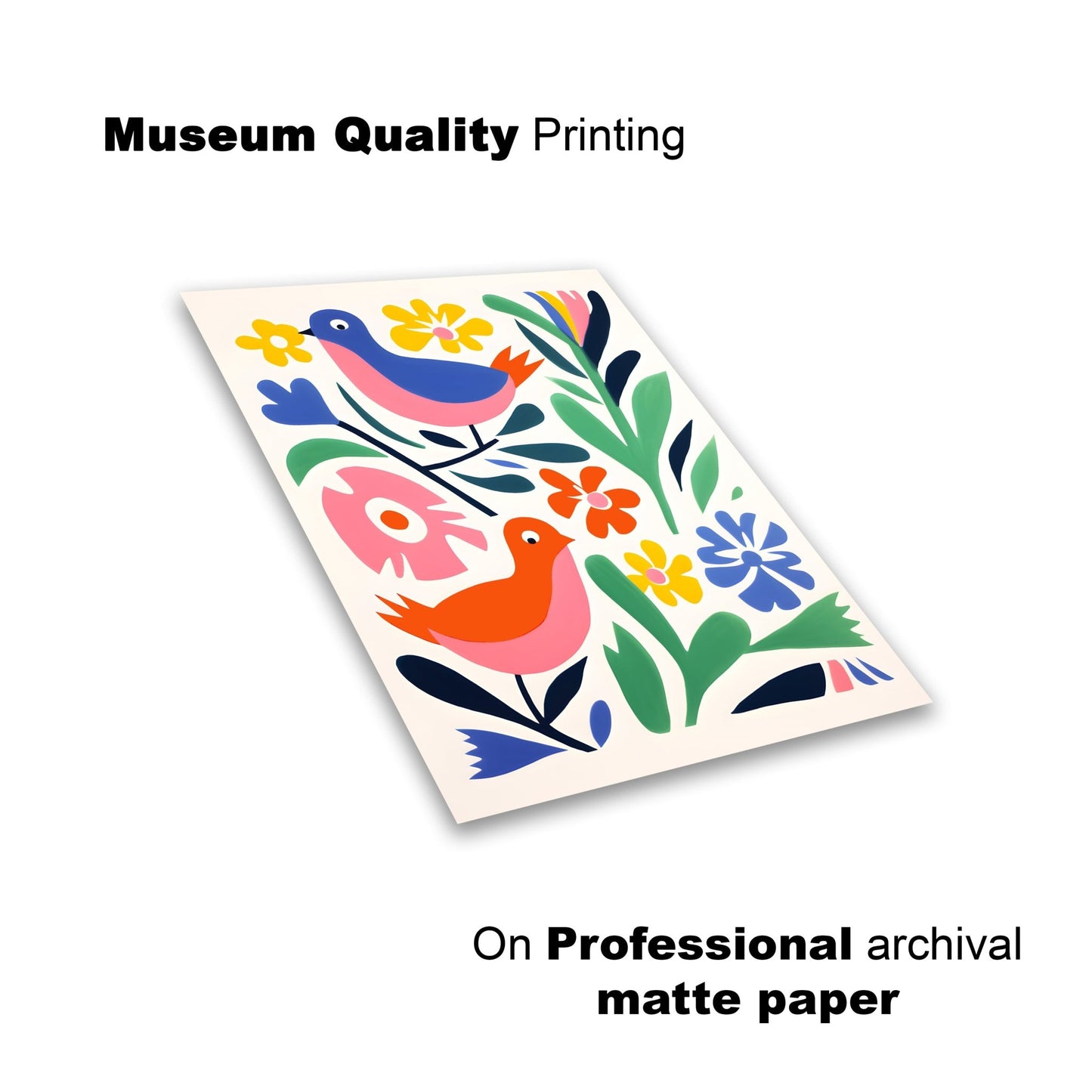 Colorful Birds & Flowers – Vibrant Modern Nature Art Print - The Print Vault