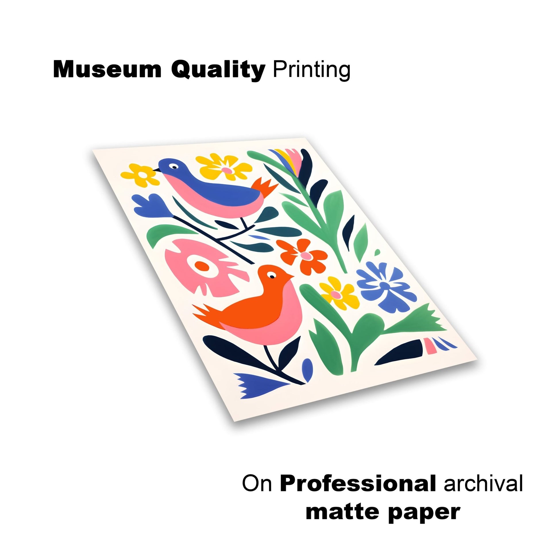 Colorful Birds & Flowers – Vibrant Modern Nature Art Print - The Print Vault