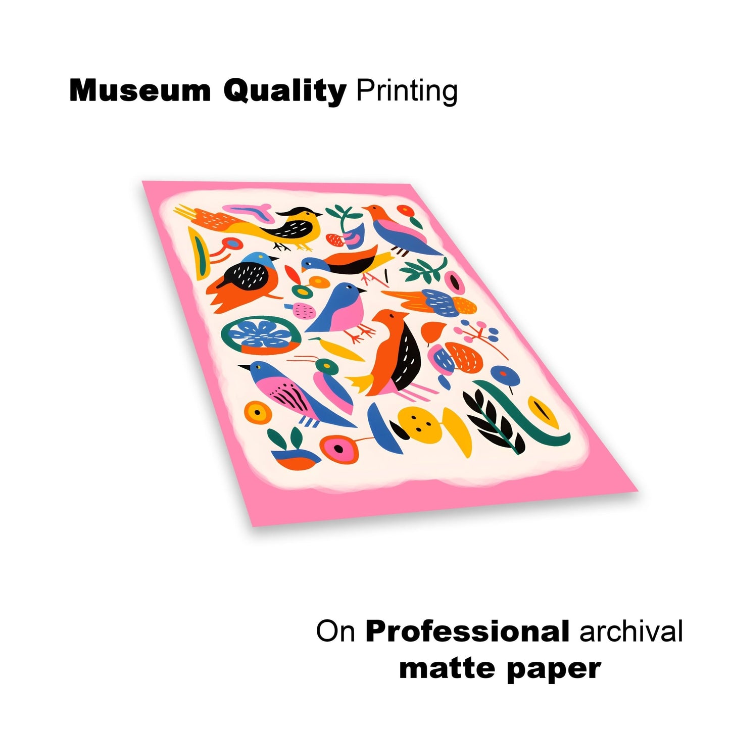 Colorful Birds Wall Print – Bold and Playful Art - The Print Vault