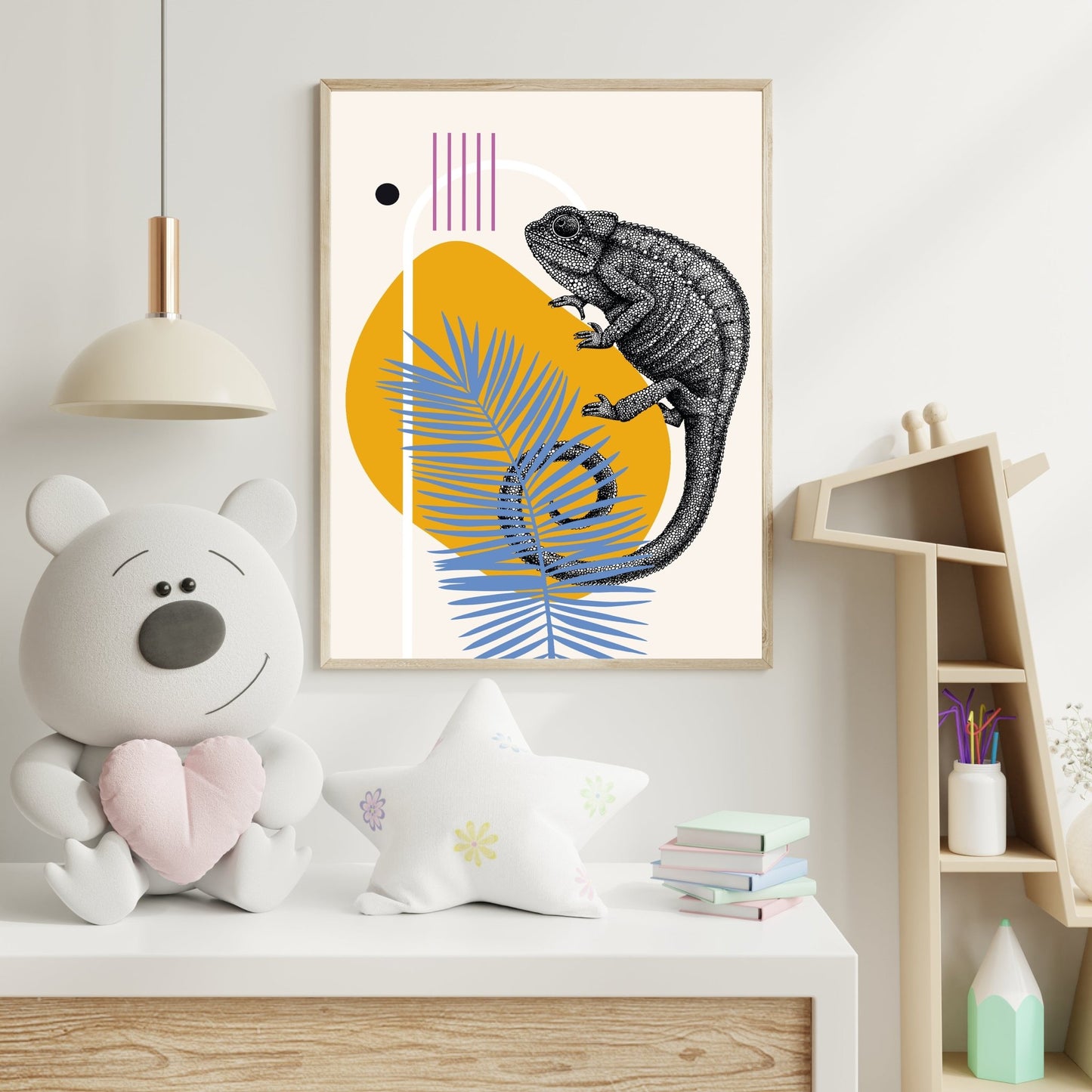 Cool Chameleon Wall Print – Bold & Modern Kids’ Room Art - The Print Vault